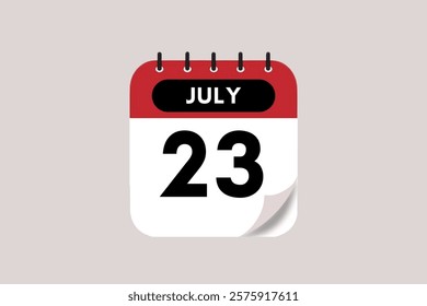 23 July month single day vector, illustration, calendar with maroon, rose and white color background calendar July 23