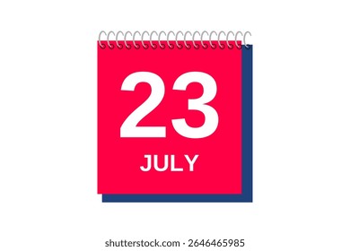 23 july month single day vector, illustration, calendar with red, blue and white color background calendar icon of july 23