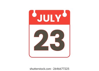 23 Juli Monat einzelne Tag Vektor, Illustration, Kalender mit rot, schwarz-weiß Farbe Hintergrund Kalender Symbol vom 23 Juli