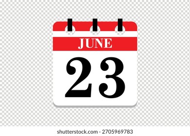 23 junio Calendario icono Vector, 23 fechas de junio mes calendario icono, fechas de junio 23 calendario icono, Vector calendario icono.