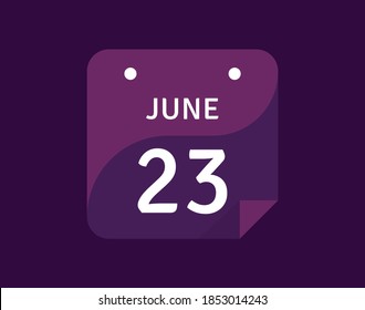 Icono del 23 de junio Icono de Calendario único día Ilustración vectorial