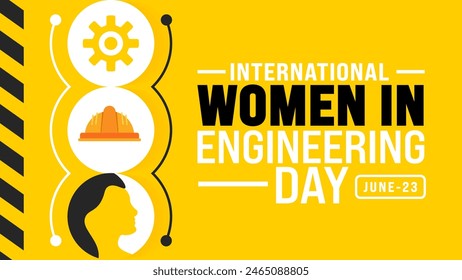 23. Juni ist International Women in Engineering Day Hintergrund Vorlage. Festliche Musik-Konzept. Verwenden Sie, um Hintergrund-, Banner-, Plakat-, Karten- und Poster-Design-Vorlage mit Textinschrift und Standardfarbe.