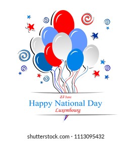 23 june. Luxembourg National Day. Celebration background with fireworks and place for your text. Design template for poster, banner,flayer,greeting, invitation card. Independence day card. Vector 