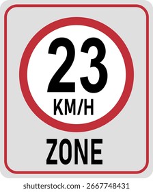 23 km h speed limit zone. Vector illustration