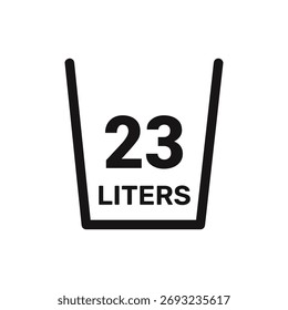 23 liters icon vector liquid measure vector white background