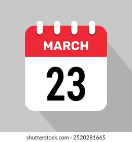 23 march calendar icon vector background. Vector schedule symbol.
