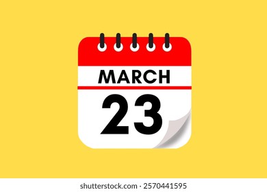 23 March month single day vector, illustration, calendar with maroon, rose and white color background calendar March 23