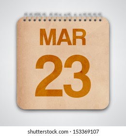 23 March on Old Notebook Vector