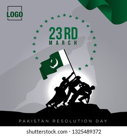 23 March. Pakistan Day. Celebration Card. Creative a beautiful background for Independence Day. Pakistay day background. Happy Pakistan's Resolution Day 23rd March 1940. Vector Illustration - Vector