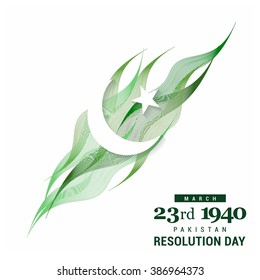 23 de marzo. Día de Pakistán. Tarjeta de celebración. Creativo un bello telón de fondo para el Día de la Independencia. Feliz Día de la Resolución de Pakistán el 23 de marzo de 1940. Ilustración vectorial