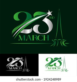 23 March Pakistan Day, Resolution Day Logo Vector Illustration