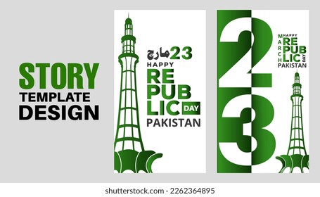 23 march pakistan resolution day template design for story 