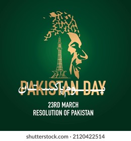 23 March. Translation From Urdu: Youm E Pakistan. Vector Illustration.