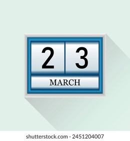 23 March Vector flat daily calendar icon Date and month