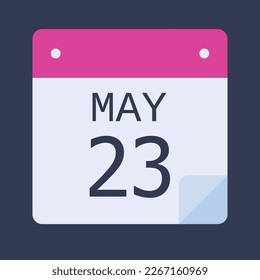 23. Mai Kalender schwarzer Hintergrund, Vektorkalender.