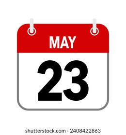 23 May, calendar date icon on white background.