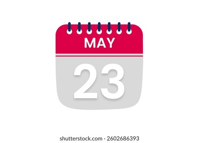 23 May month single day vector, illustration, calendar with red, off white and white color background calendar May 23