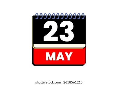23 may month single day vector, illustration, calendar with red, black, yellow and white color background calendar icon of may 23
