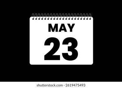 23 may month single day vector, illustration, calendar with black and white color background calendar icon of may 23