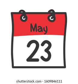 23 May. Vector flat daily calendar icon. Date and time, day, month. Holiday