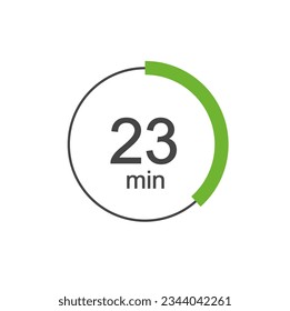 23 min Digital Countdown Timer Vektorsymbol. 23 min Stoppuhr Analog oder Digital Timer Illustration.