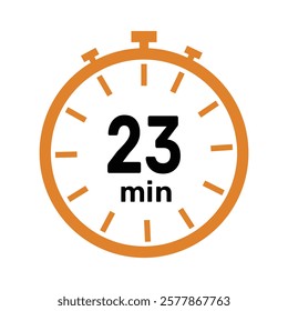 23 minute Timer, clock, icon vector stopwatch isolated icons. Countdown timer symbol.