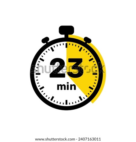 23 Minutes Analog Clock Icon white background design.