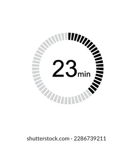 The 23 minutes, stopwatch vector icon, digital timer. clock and watch, timer, countdown symbol.
