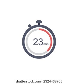 23 minutes timer icon, 23 min digital timer. Clock and watch, timer, countdown.