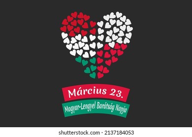 Március 23. A Magyar–Lengyel Barátság Napja (translation: March 23 Hungarian-Polish Friendship Day) vector illustration.  Suitable for greeting card, poster and banner.