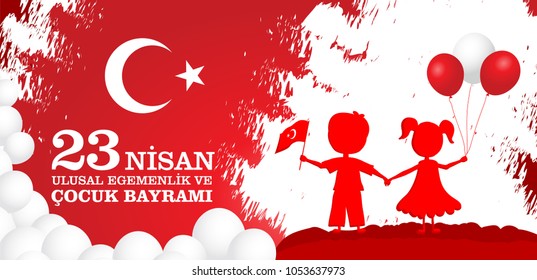 23 nisan cocuk baryrami. Translation: Turkish April 23 Children's Day. Vector illustration.