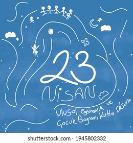 23 nisan cocuk bayram Vektorgrafik. (23. April, National Souveränty and Children’s Day Türkei Feierlichkeiten.)