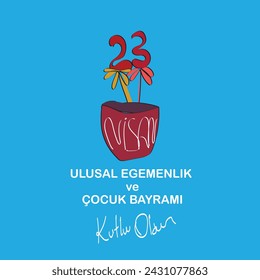 23 nisan cocuk bayram vector illustration. (23 April, National Sovereignty and Children’s Day Turkey celebration card.)