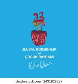 23 ilustración vectorial de nisan cocuk bayram. (23 de abril, tarjeta de celebración del Día Nacional de la Soberanía y los Niños de Turquía).