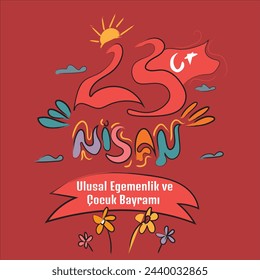 23 nisan cocuk bayram vector illustration. (23 April, National Sovereignty and Children’s Day Turkey celebration card.)