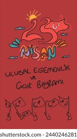 23 nisan cocuk bayram vector illustration. (23 April, National Sovereignty and Children’s Day Turkey celebration card.)