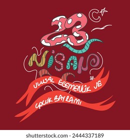 23 nisan cocuk bayram vector illustration. (23 April, National Sovereignty and Children’s Day Turkey celebration card.)