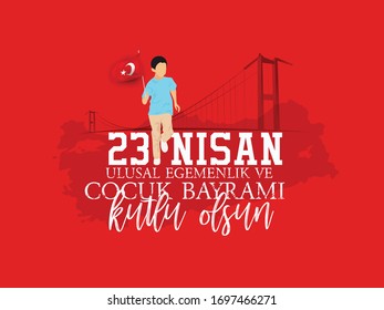 23 nisan cocuk bayrami kutlu olsun. 23 April, National Sovereignty and Children’s Day Turkey celebration card.