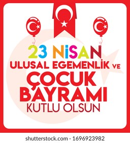 23 nisan cocuk bayrami. Translation: Turkish April 23 Children's Day. Vector illustration.
