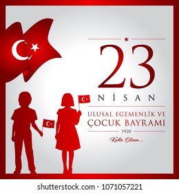 23 nisan cocuk bayrami vector illustration. (23 April, National Sovereignty and Children’s Day Turkey celebration card.)