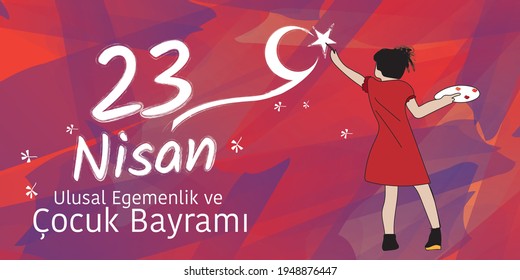 23 nisan cocuk bayrami Vektorgrafik. (23. April, National Souveränty and Children’s Day Türkei Feierlichkeiten.)