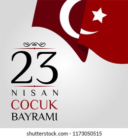 23 Nisan Cumhuriyet Bayrami. Translate: April 23, National Sovereignty and Children's Day. Turkish flag symbol and typography. Graphic design to the Turkish holiday, kids icon, children logo
