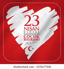 23 nisan ulusal egemenlik ve cocuk bayrami Translation: 23 April, National Sovereignty and Children’s Day Turkey celebration card.  