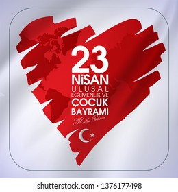 23 nisan ulusal egemenlik ve cocuk bayrami Translation: 23 April, National Sovereignty and Children’s Day Turkey celebration card.  graphic design, illustrator. 