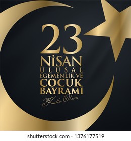 23 nisan ulusal egemenlik ve cocuk bayrami Translation: 23 April, National Sovereignty and Children’s Day Turkey celebration card.  