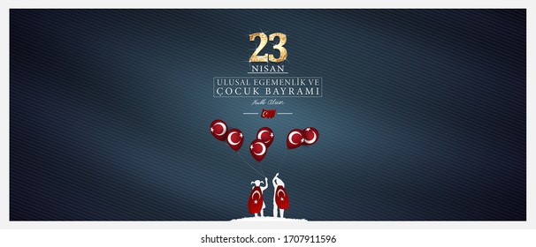 (23 nisan ulusal egemenlik ve cocuk bayrami), 23 April, National Sovereignty and Children’s Day vector illustration celebration background	
