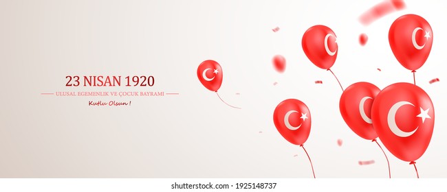 23 Nisan Ulusal Egemenlik ve Cocuk Bayrami, Kutlu Olsun. 23 April, National Sovereignty and Children’s Day Turkey, celebration card. Vector illustration.