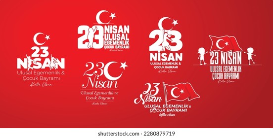 23 nisan ulusal egemenlik ve çocuk bayramı kutlu olsun
turkish holiday typographic design. Translation: Happy April 23 National Sovereignty and Children's Day