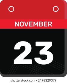 23 November - Daily Calendar Icon design red and black