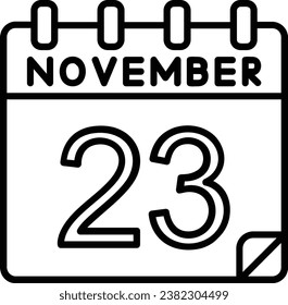 23 de noviembre Diseño de iconos vectores de línea
